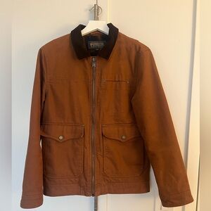 Used Pendleton Cotton Canvas Barn Coat Men's Small Whiskey Brown Corduroy Collar